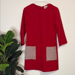 ASOS size 4 Red Dress with Houndstooth Pockets